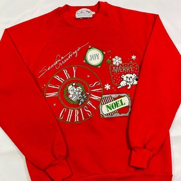 Vintage Seasons Greetings Christmas Sweater - Picture 1 of 7